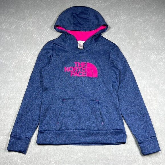 The North Face Blue Pink Hooded Sweatshirt Performance Logo Outdoor Women’s SZ S - Picture 1 of 10